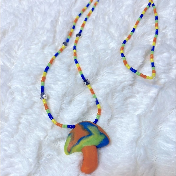 Hand Crafted | Jewelry | Mushroom Beaded Hippie Psychedelic Necklace ...